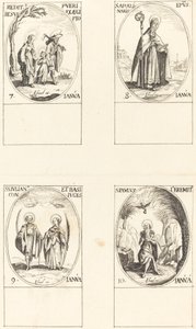 Powrót z Egiptu; św. Apollinaire; św. Juliana i Bazylisy; Św. Paweł Pustelnik autorstwa Imitator of Jacques Callot