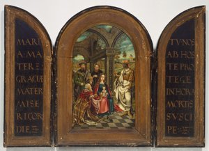 Adoracja Trzech Króli, prawdopodobnie XVII wiek. autorstwa Imitator of Netherlandish