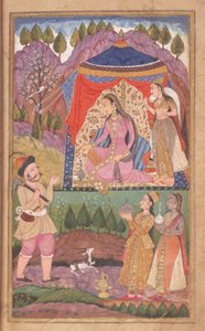 48,62 folio 138 Farhad opowiada o swoich przygodach księżniczce Shirin z Khusrau i Shirin, szkoła Deccani, 1722 autorstwa Indian School