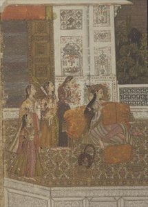 51.226 Portret księżniczki cieszącej się muzyką, Krishnagar, Zachodni Bengal autorstwa Indian School