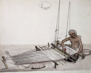 AS10 Vol.52 f5 4904 kat.201 i-iv Weaver na krośnie, Bombaj, ok.1873 (akwarela na papierze) autorstwa Indian School