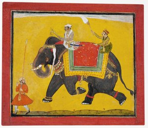 Raja na słoniu, ok. 1690 r. (nieprzezroczysta toaleta na papierze) autorstwa Indian School