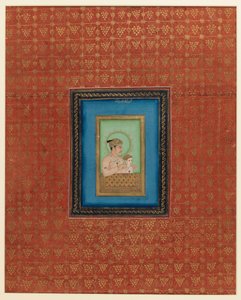 Akbar i jeden z jego synów lub wnuków, 1875-1900 (nieprzezroczysta toaleta i złoto na papierze) autorstwa Indian School