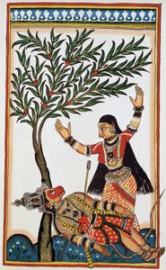Bali zabity strzałą, obok niego jego żona Tara, litowa osiemnasta. autorstwa Indian School