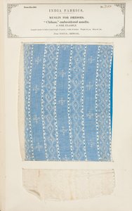 Próbka muślinu haftowanego Chikan z Dacca w Bengalu, z The Collection of the Textile Manufacturers of India, autorstwa Johna Forbesa Watsona, opublikowana w 1866 roku autorstwa Indian School