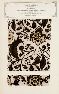 Próbka grubej bawełny z wzorem cheee (perkal) z Arcot w Madrasie, z The Collection of the Textile Manufacturers of India, Johna Forbesa Watsona, opublikowanej w 1866 r. autorstwa Indian School