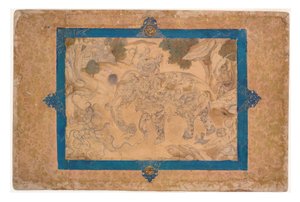 Słoń kompozytowy i inne stworzenia, ok. 1600 (nieprzezroczysta toaleta i złoto na papierze) autorstwa Indian School