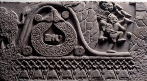 Budowa jaskini (relief na stupie Baruth) autorstwa Indian School