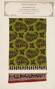 Próbka tkaniny bawełnianej lub narzuty na łóżko z Futtygurgh w Bengalu, z The Collection of the Textile Manufacturers of India, autorstwa Johna Forbesa Watsona, opublikowana w 1866 r. autorstwa Indian School