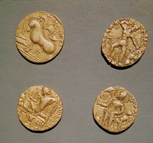 Dinary Samudragupta (335-375) Kumaragupta I (415-454) i Chandragupta I (320-335) (złoto)