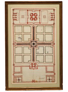 Wczesny schematyczny plan ogrodów Taj Mahal, Agra, Północne Indie, ok. 1805 autorstwa Indian School