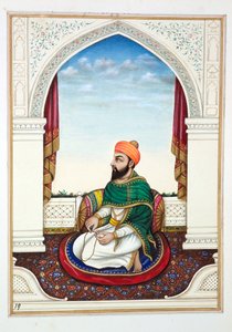 Fakir Syad Aziz-o-Deen, z Królestwo Pendżabu, jego władcy i wodzowie, tom I, tom 27 studiów akwarelowych niezidentyfikowanego indyjskiego artysty, ok. 1840 (wc na papierze) autorstwa Indian School