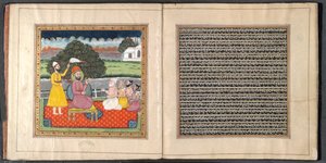 Guru Nanak, założyciel religii Sikhów, w sporze z hinduskimi świętymi autorstwa Indian School