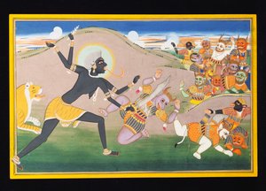 Kali zabija demony, ok. 1800-1820 autorstwa Indian School