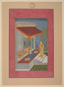 Lalita Ragini, Indie, Hyderabad, ok. 1760; Johnson Album 37, nr 8 (tusz, kolory i złoto na papierze) autorstwa Indian School