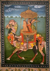 Magiczny wielbłąd. Malowana miniatura, ok. 1750, sztuka Radżastanu i Pahari (Indie). Muzeum Narodowe Korei, Seul (Korea Południowa). autorstwa Indian School
