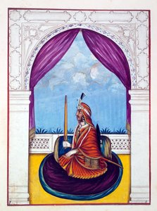Maharaja Nau Nihal Singh, z Królestwo Pendżabu, jego władcy i wodzowie, tom I, tom 27 opracowań akwarelowych niezidentyfikowanego indyjskiego artysty, ok. 1840 (wc na papierze) autorstwa Indian School