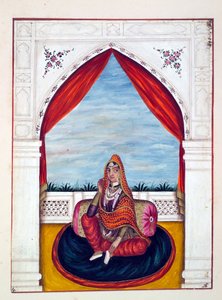 Maharani Chand Kaur, z Królestwo Pendżabu, jego władcy i wodzowie, tom I, tom 27 studiów akwarelowych autorstwa niezidentyfikowanego indyjskiego artysty, ok. 1840 (wc na papierze) autorstwa Indian School