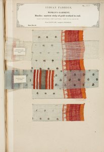 Próbka muślinu z Ganham, zakupiona w Madrasie, z The Collection of the Textile Manufacturers of India, Johna Forbesa Watsona, opublikowana w 1866 roku autorstwa Indian School
