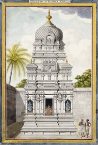 Część świątyni Jambukeshvara, Srirangam, Tamil Nadu, ok. 1930. 1800 (ołówek, długopis, czarny tusz, w/c na papierze czerpanym) autorstwa Indian School