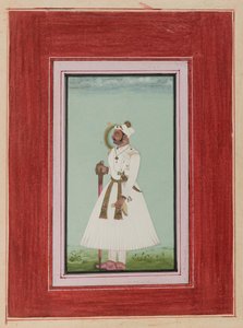 Portret Rao Vir Singha, ok. 1780-1790 (nieprzezroczysta toaleta i złoto na papierze) autorstwa Indian School