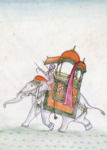 Portret mężczyzny jadącego na słoniu, pocz. XIX w. (wc na papierze) autorstwa Indian School