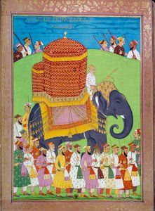 Księżniczka Palanquin na słoniu na dworze Szacha Alema Indian i perskie miniatury w „Historii Indii od Tamertante do Orangreyb” Niccolo Manucci (1638-1717). BN, Paryż. autorstwa Indian School