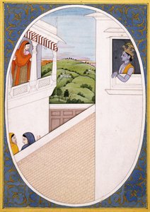 Radha i Kryszna, zachwyceni swoim pięknem, ok. 1785 r. autorstwa Indian School
