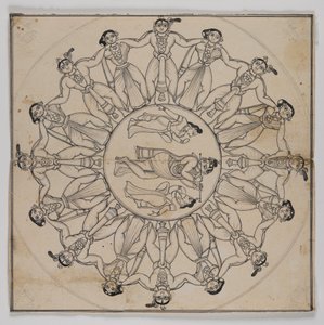 Rasa-lila (rysunek) (tusz i delikatne czyszczenie tuszem na papierze) autorstwa Indian School