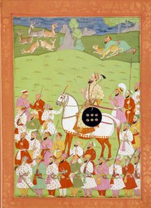 Reprezentacja Szacha Alema, drugiego syna Aurengziba na koniu Miniatury Indian i Persów w „History of India from Tamertante to Orangreyb” Niccolo Manucci (1638-1717). BN, Paryż. autorstwa Indian School