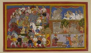 Rāvaṇa smuci się, powstrzymuje wściekłość na Sītā i przygotowuje się do bitwy autorstwa Indian School