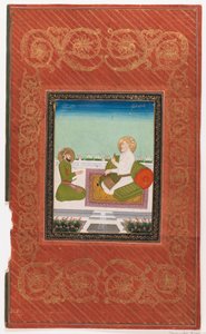 Shahzadeh Azam i Shahzadeh Bidarbakht, 1875-1900 (nieprzezroczysta toaleta i złoto na papierze) autorstwa Indian School