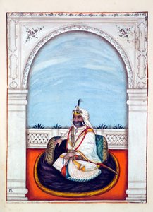 Sirdar Lehna Singh (Majithia), z Królestwo Pendżabu, jego władcy i wodzowie, tom II, tom 30 studiów akwarelowych niezidentyfikowanego indyjskiego artysty, ok. 1840 (wc na papierze) autorstwa Indian School