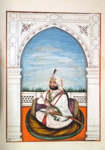 Sirdir Ajit Singh, z The Kingdom of the Punjab, its Rulers and Chiefs, tom I, tom 27 studiów akwarelowych autorstwa niezidentyfikowanego indyjskiego artysty, ok. 1840 (wc na papierze) autorstwa Indian School