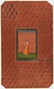 Stojąca kobieta, 1875-1900 (nieprzezroczysta toaleta i złoto na papierze) autorstwa Indian School