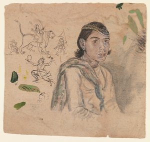 Studium młodości, ok. 1800 (tusz i jasny kolor na papierze) autorstwa Indian School
