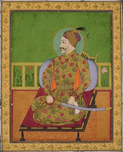 Sułtan Abdullah Qutubshah z Golcondy (reg.1626-72) Dekan, Mogołów, ok. 1640 (gwasz ze złotem i srebrem na papierze) autorstwa Indian School