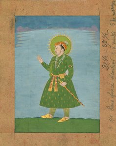 Czwarty cesarz Mogołów Jahangir (1605-1627) , c. miniaturowe malarstwo z początku XVII w. (tusz i pigmenty na brązowym papierze) autorstwa Indian School