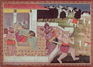 Asura Kumbha i jego Dwór Demonów, ok. 1800 r autorstwa Indian School