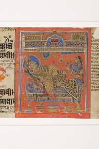 Brahmani Devananda na swojej kanapie z Kalpasutry (nieprzezroczysta toaleta na papierze) autorstwa Indian School