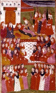 Śmierć Abu Bakra, ilustracja z Hamla-i-Haydari, autorstwa Mirzy Muhammada Rafi Bazila, 1808 r. autorstwa Indian School