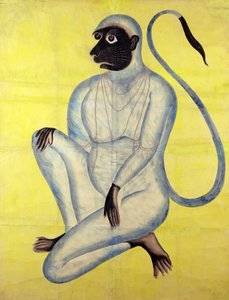 The Monkey God Hanuman, Kalighat, Kalkuta, ok. 1870 (wc ze srebrem na papierze) autorstwa Indian School