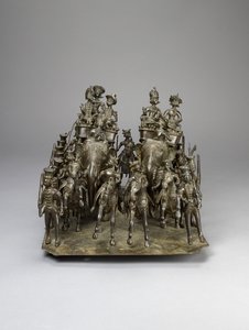 Kawalkada króla Oudh jadącego z brytyjskim rezydentem na słoniach, ok. 1820 (brąz) autorstwa Indian School