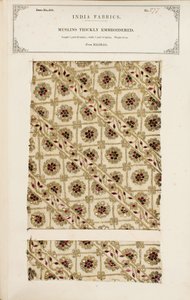 Grubo haftowana próbka muślinu z Madrasu, z The Collection of the Textile Manufacturers of India, autorstwa Johna Forbesa Watsona, opublikowana w 1866 roku autorstwa Indian School