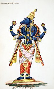 Varaha, awatar Wisznu z dzika (wc na papierze) autorstwa Indian School