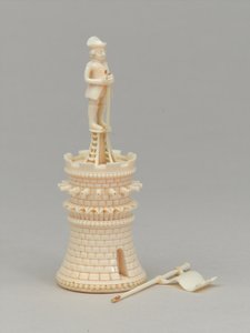 Biała wieża, figura szachowa, Indie, 1820 ok autorstwa Indian School