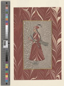 Kobieta trzymająca pawia, Bijapur, d1660 (tusz i akwarela na papierze) autorstwa Indian School