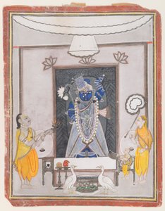 Kult Shrinathaji (nieprzezroczysta toaleta, złoto i srebro na papierze) autorstwa Indian School