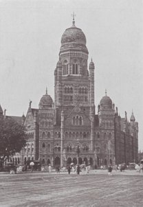 Bombaj / Mumbai: Urząd Miejski (zdjęcie czarno-białe) autorstwa Indian photographer