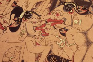 Fragment zwoju Wayang Beber (akwarela na papierze) autorstwa Indonesian Indonesian